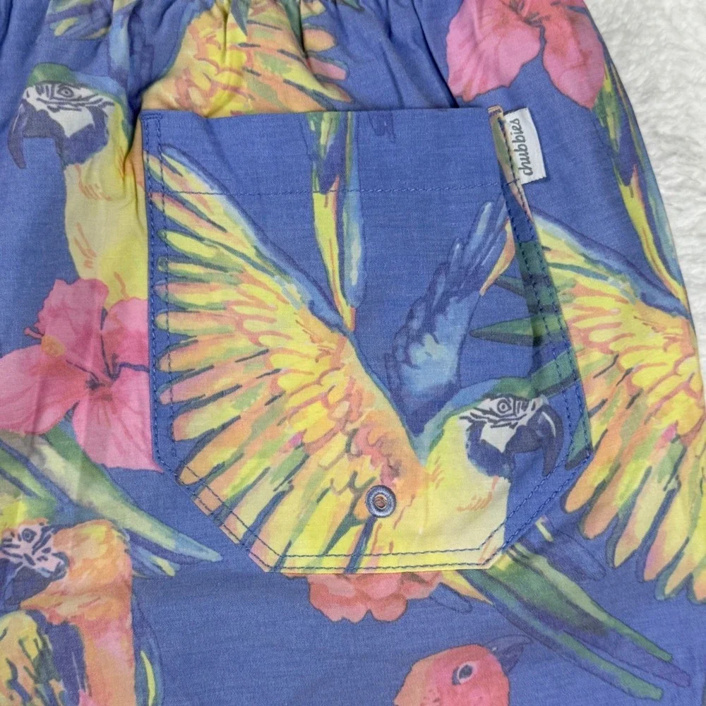 Chubbies Parrot Floral Swim Trunks Elastic Waist Tropical Shorts Large